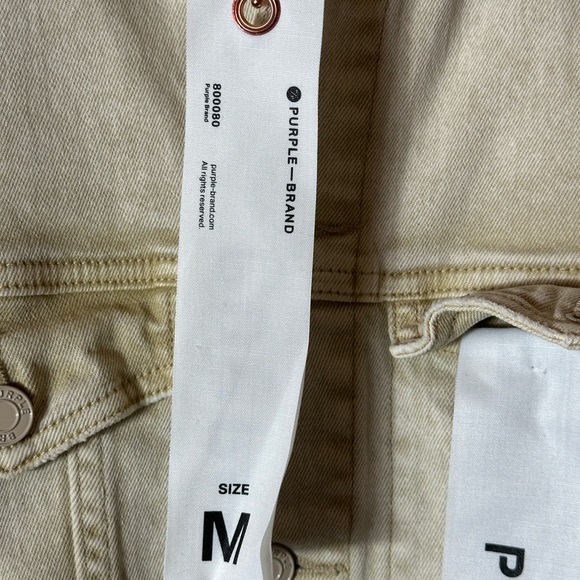 Purple Brand Jacket Mens Mediumm Beige Embossed Logo Denim Trucker Western NWT - Picture 9 of 16
